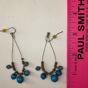 Boho Brown and Teal Beaded Earrings